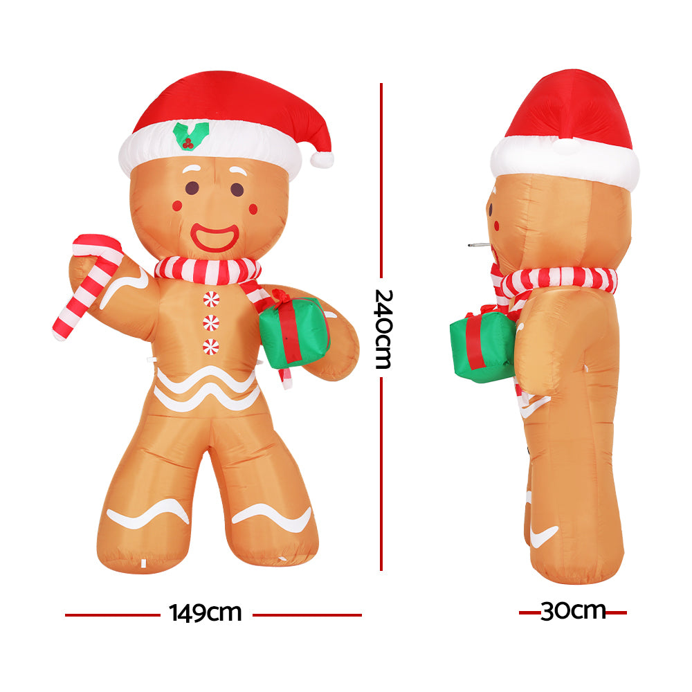 Jingle Jollys Christmas Inflatable Bear Doll, 3M tall, festive outdoor decoration with LED lights.