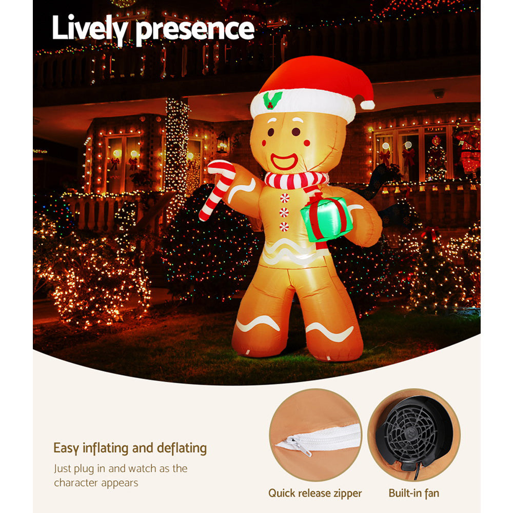 Jingle Jollys Christmas Inflatable Bear Doll, 3M tall, festive outdoor decoration with LED lights.