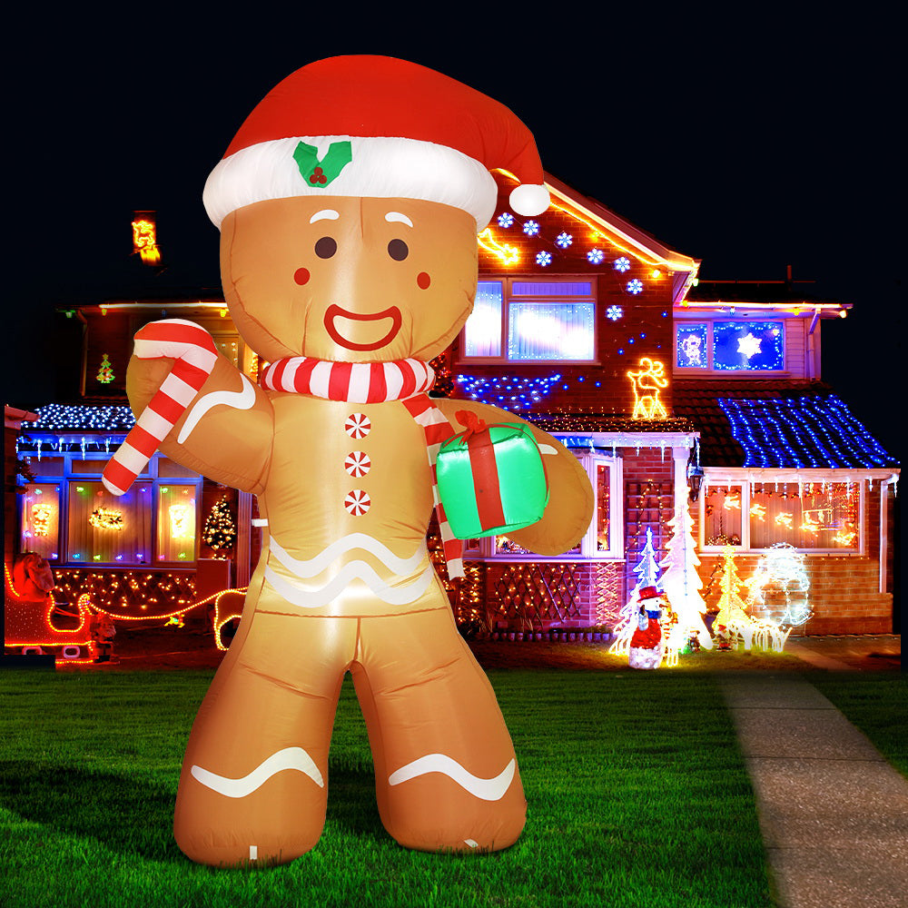 Jingle Jollys Christmas Inflatable Bear Doll, 3M tall, festive outdoor decoration with LED lights.