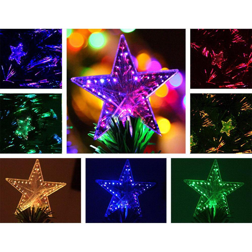 Jingle Jollys 1.5M LED Christmas Tree with colorful optic-fibre stars and a bright LED top star, showcasing a lush and realistic design.