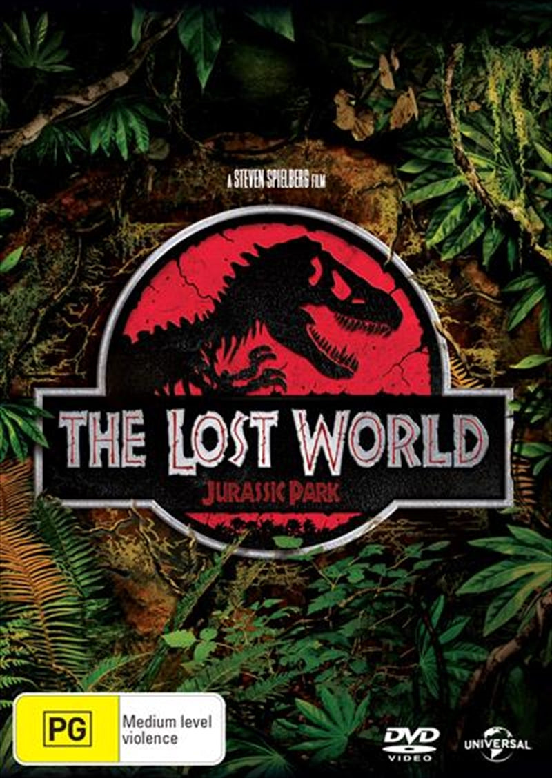 Jurassic Park - The Lost World DVD cover featuring dinosaurs and main cast members.