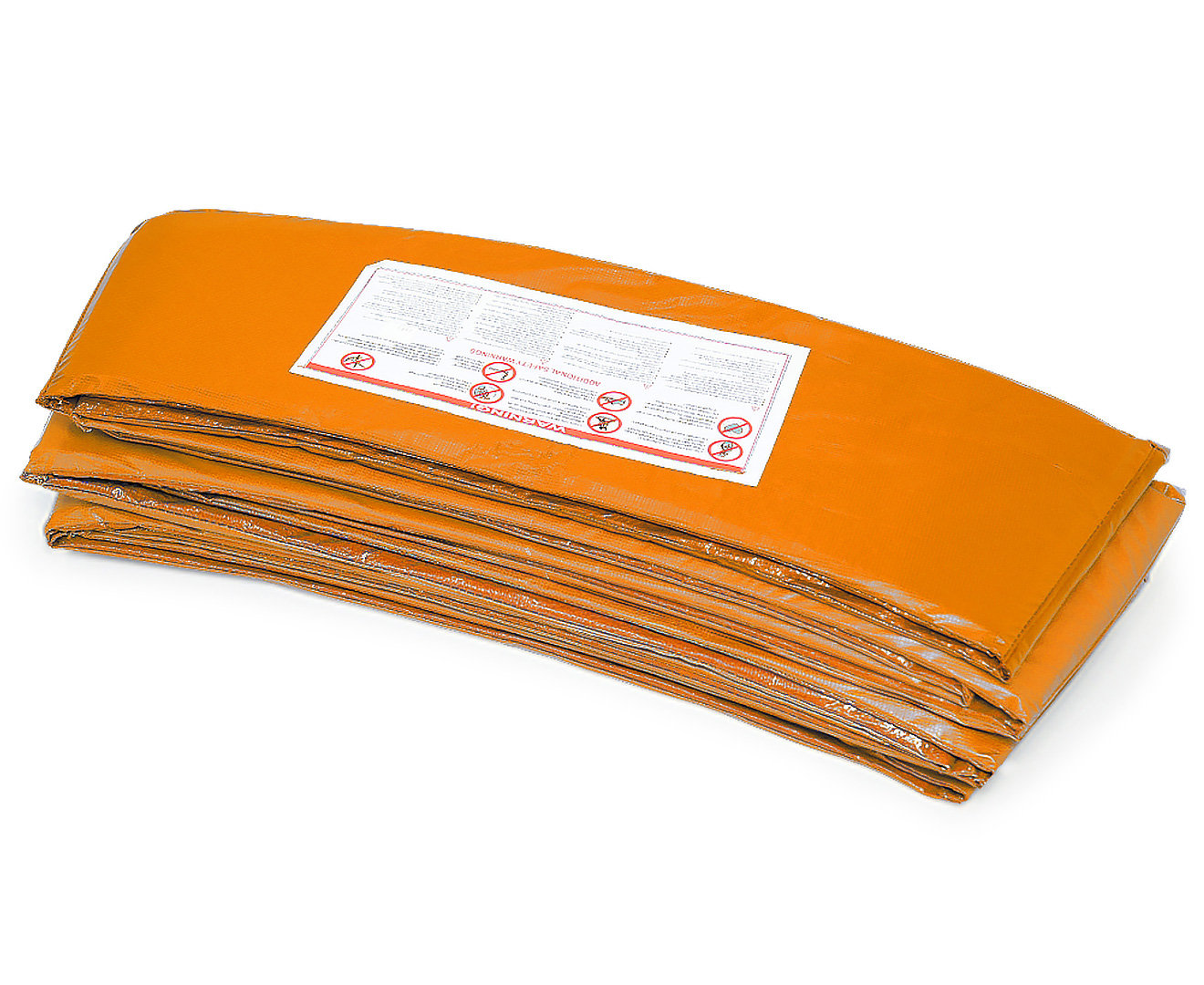 Kahuna 10ft trampoline replacement pad in orange with nylon mesh and PVC skirt, designed for durability and safety.