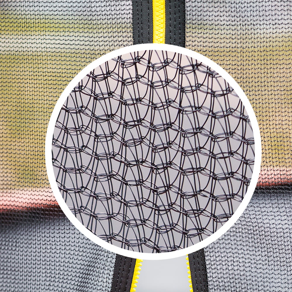 Kahuna 12ft trampoline net with reinforced weatherproof polyethylene and zip entry.