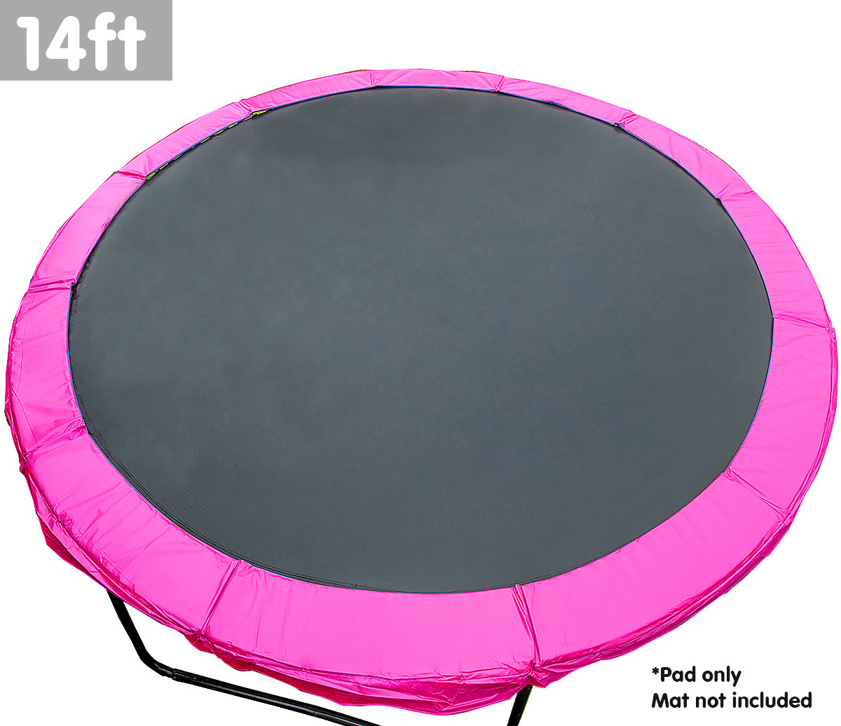 Kahuna 14ft trampoline replacement pad in pink, featuring a durable PVC exterior and high-density foam padding for safety and comfort.