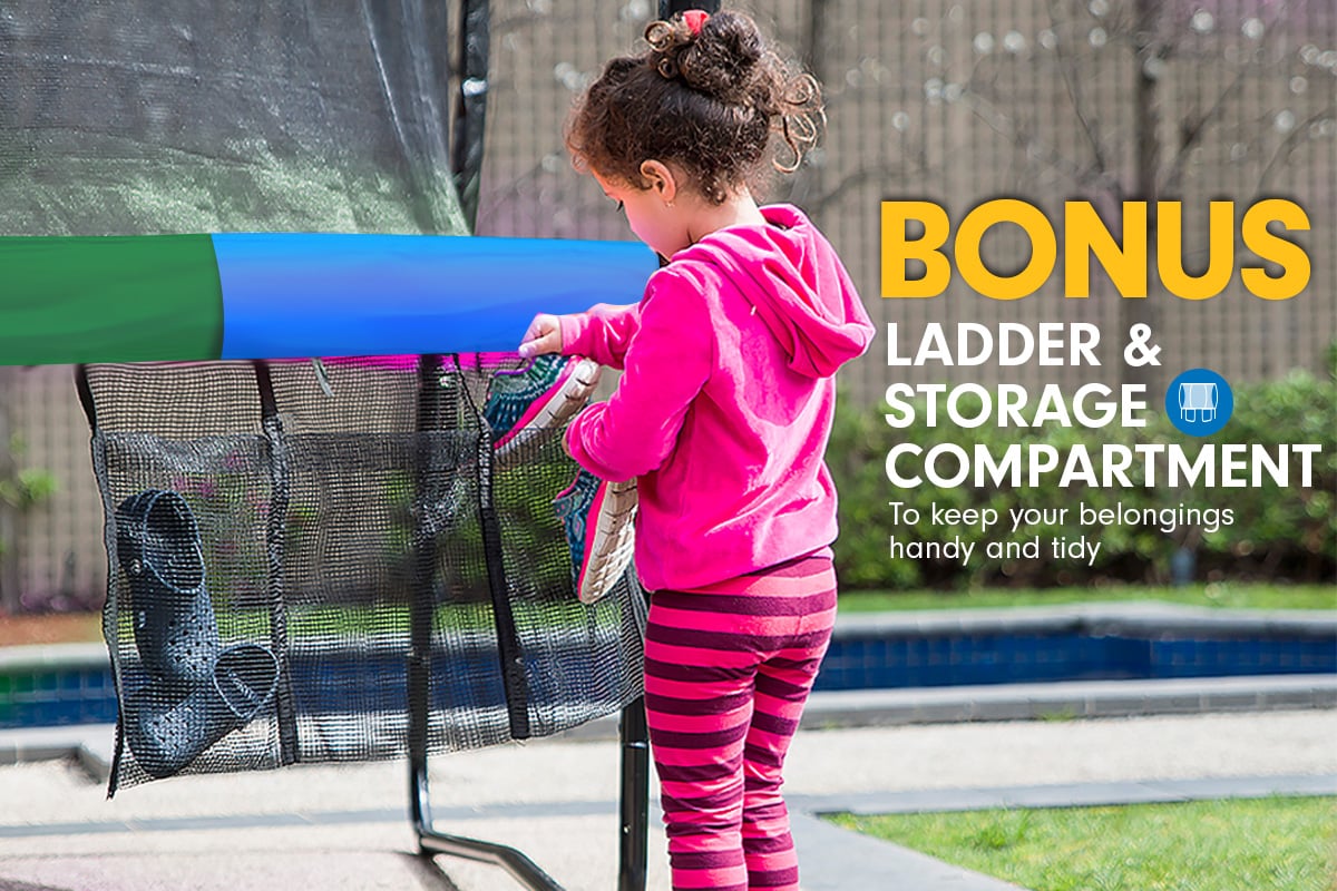 Kahuna 6ft trampoline with safety net and padded springs, designed for children's outdoor fun.