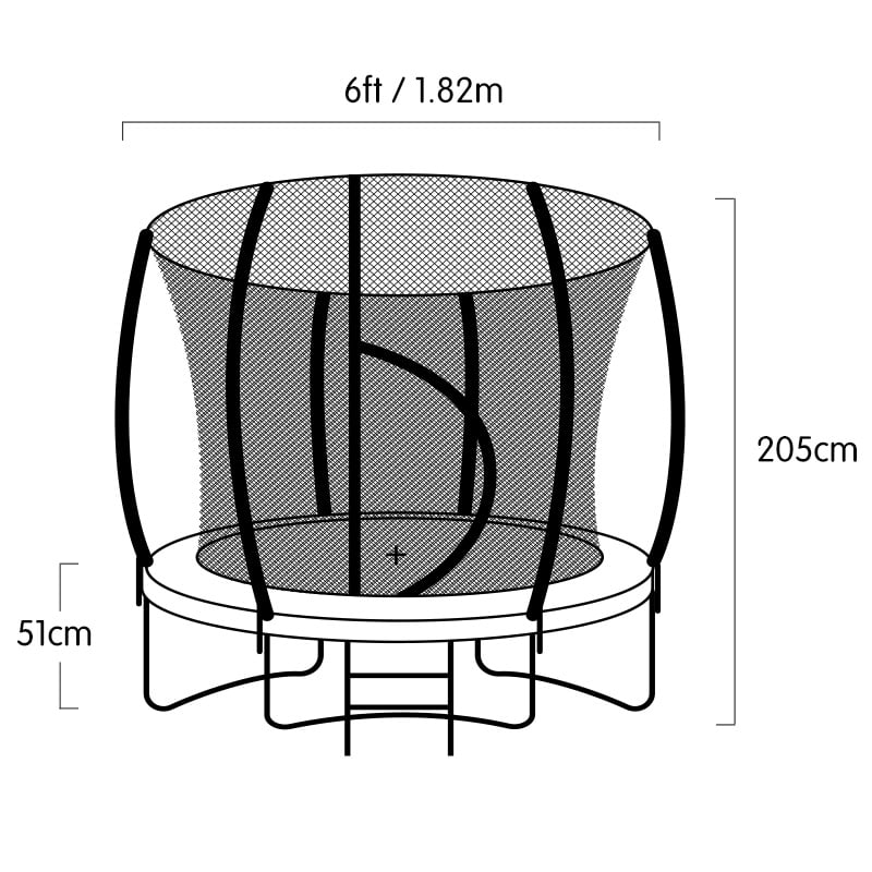 Kahuna Classic 6ft trampoline with safety net, ladder, and padded springs, designed for family fun and safety.