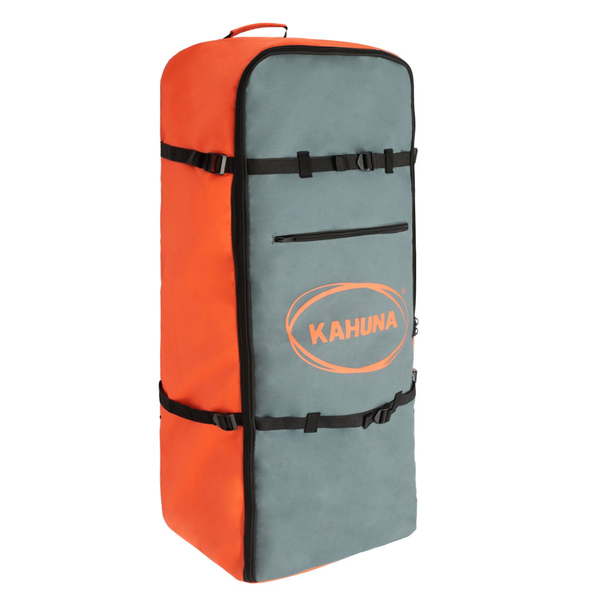 Kahuna Hana Travel Bag designed for inflatable stand up paddleboards, featuring spacious interior, wide straps, and multiple carry handles.