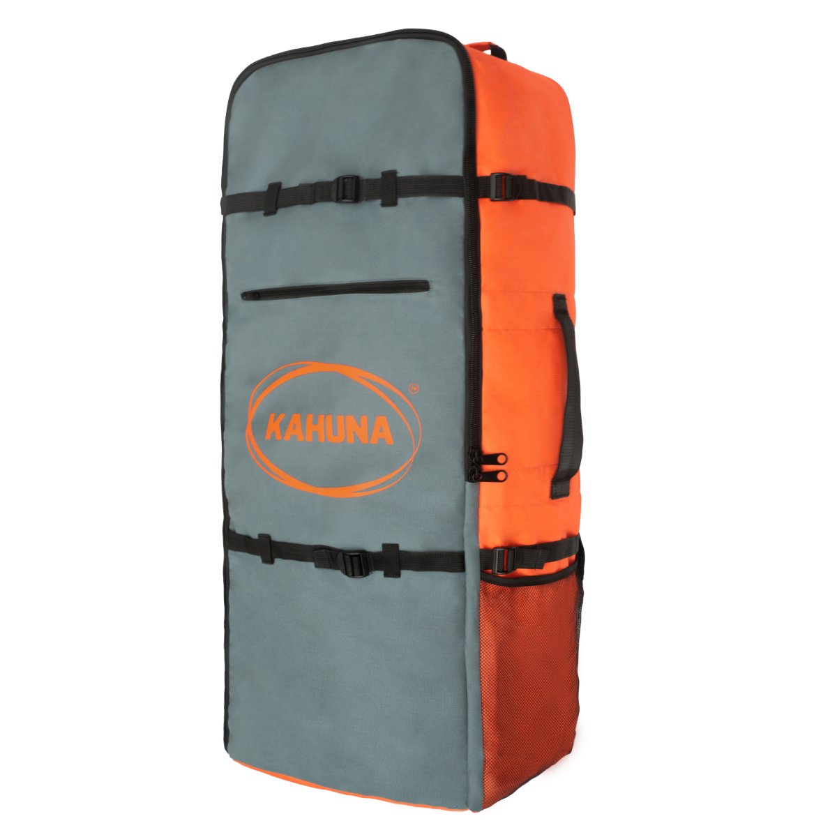 Kahuna Hana Travel Bag designed for inflatable stand up paddleboards, featuring spacious interior, wide straps, and multiple carry handles.