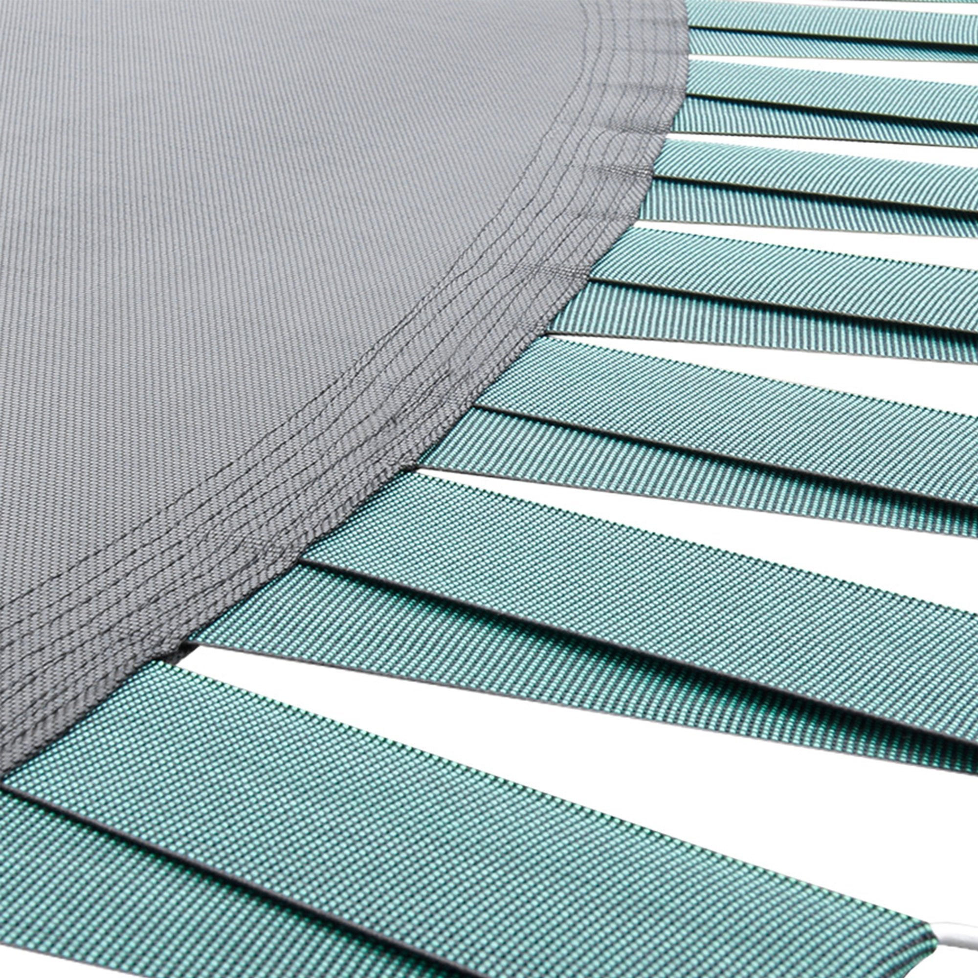 Kahuna Springless Trampoline Replacement Mat for 10ft trampolines, showcasing its high strength polypropylene fabric and smooth surface.