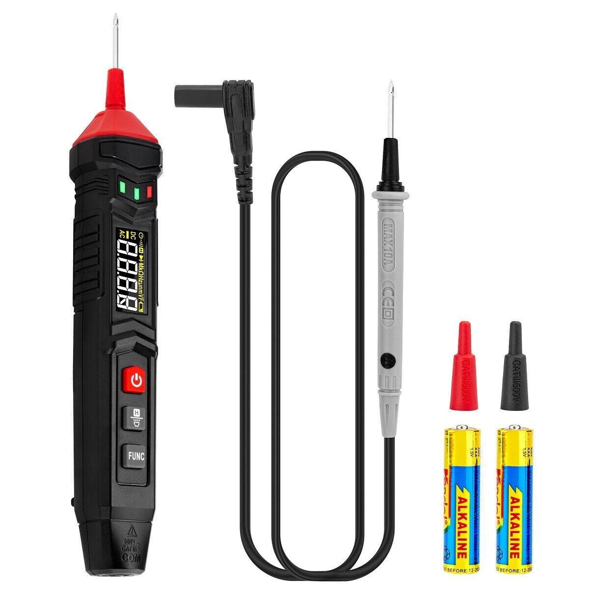 KAIWEETS ST120 Smart Pen Multimeter with digital display and probes for measuring AC/DC voltage.