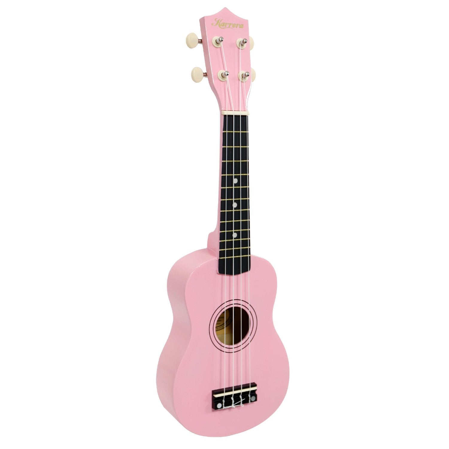 Karrera 21in Ukulele in Pink with high gloss finish and nylon strings, perfect for beginners.