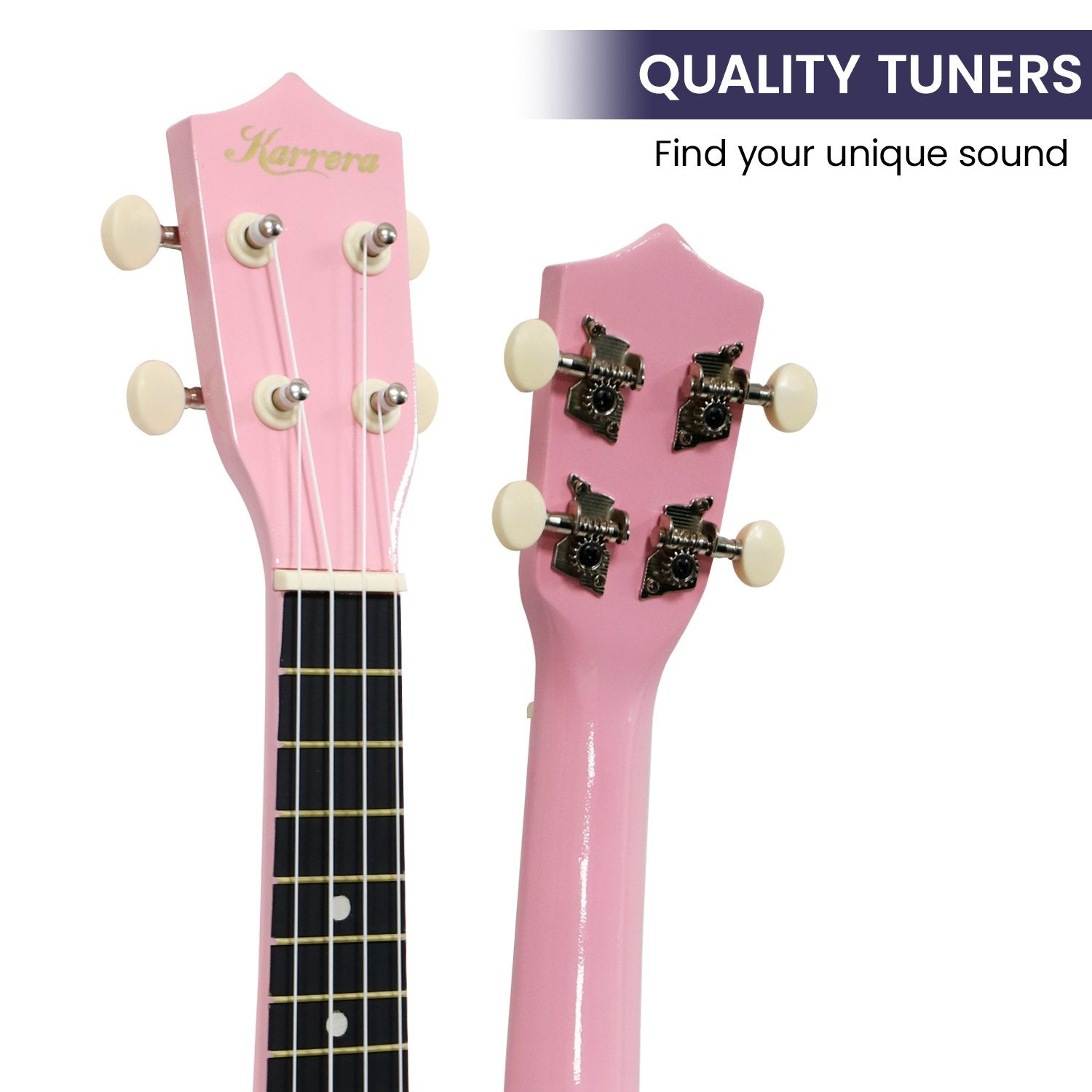 Karrera 21in Ukulele in Pink with high gloss finish and nylon strings, perfect for beginners.