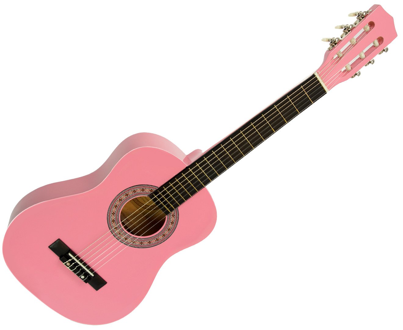 Karrera 34in Acoustic Wooden Children's Guitar in Pink, featuring a sleek design and quality craftsmanship, perfect for young musicians.