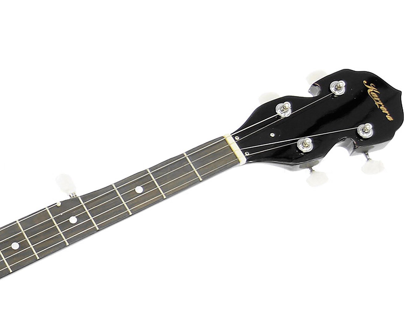 Karrera 5 String Resonator Banjo in Black, showcasing its high-gloss finish and quality craftsmanship.