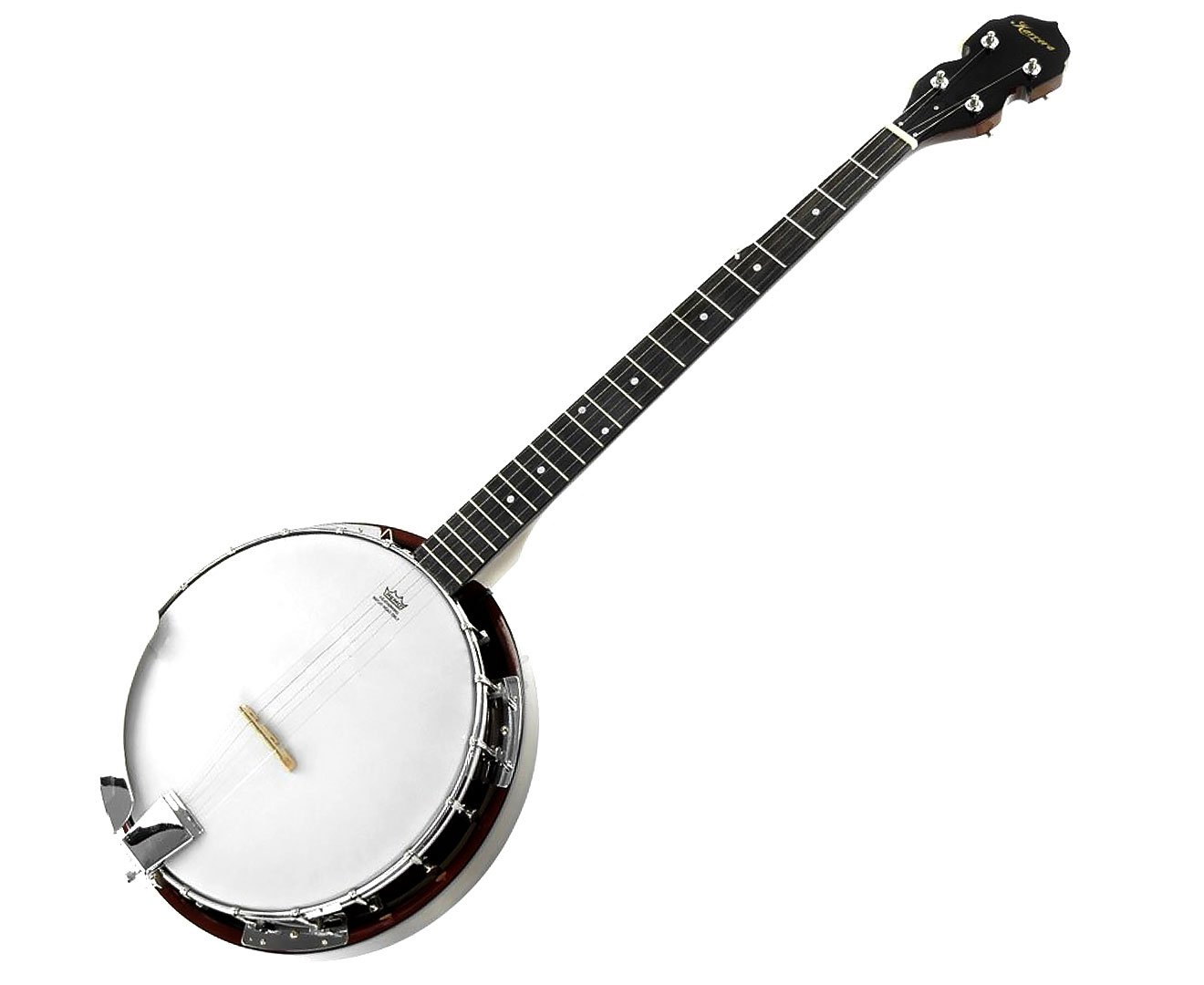 Karrera 5 String Resonator Banjo in brown finish, showcasing its high-gloss surface and quality craftsmanship.