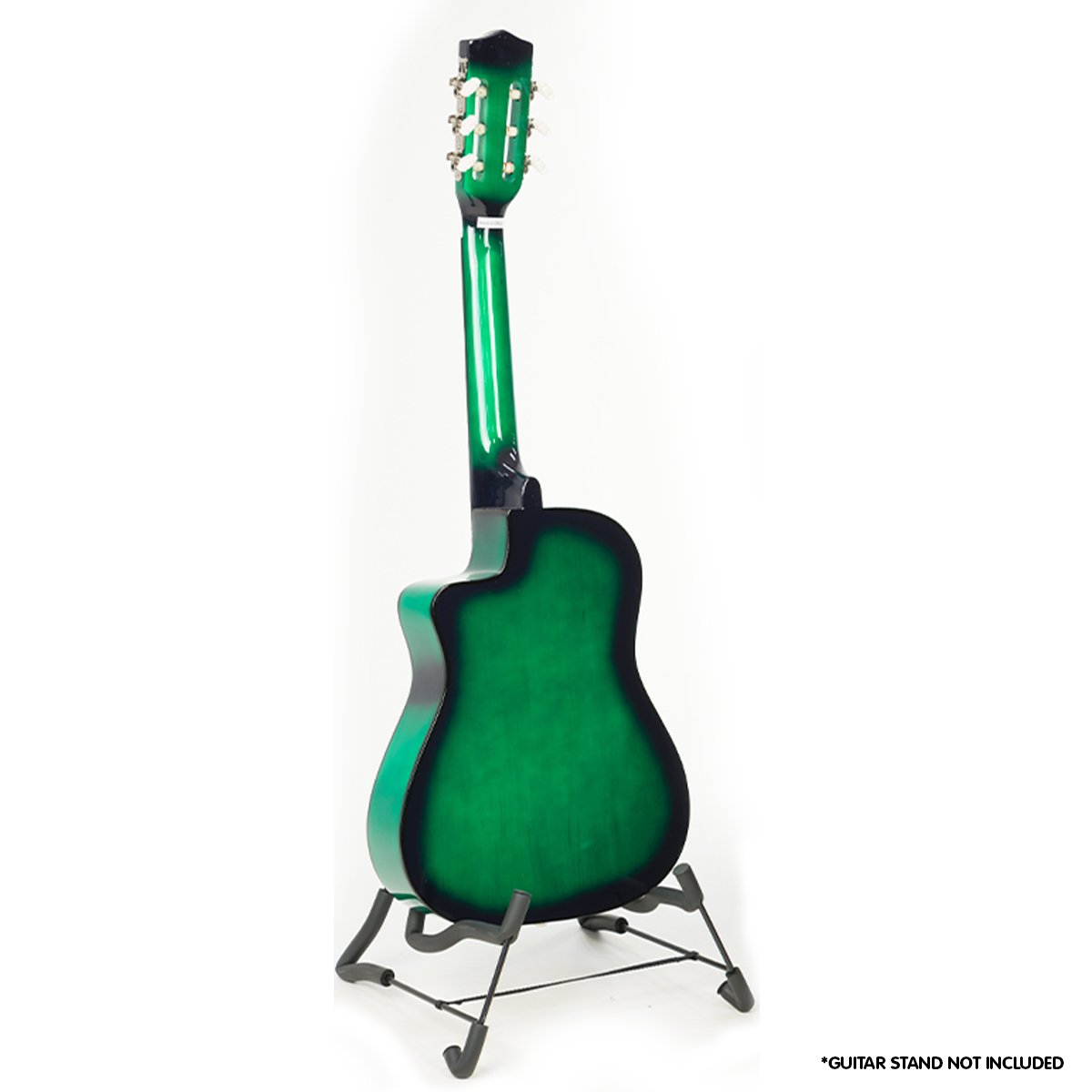 Karrera Children's Acoustic Guitar in Green, featuring a cutaway design, high-quality finish, and suitable for kids learning to play.