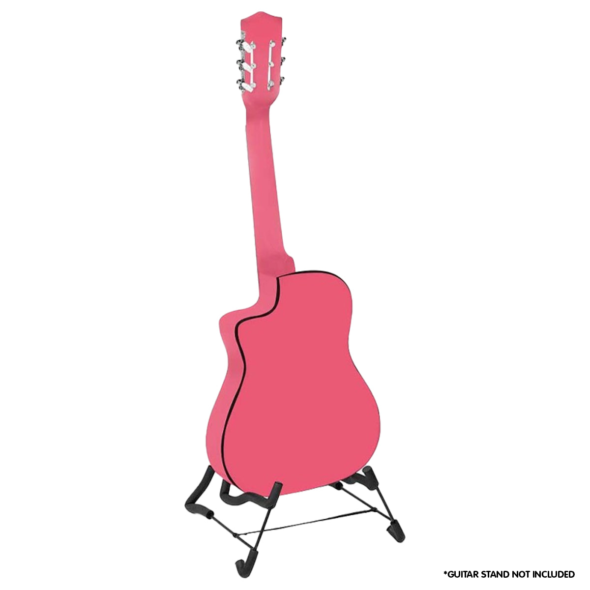 Karrera Children's Acoustic Guitar in Pink, showcasing its beautiful finish and cutaway design, perfect for young learners.