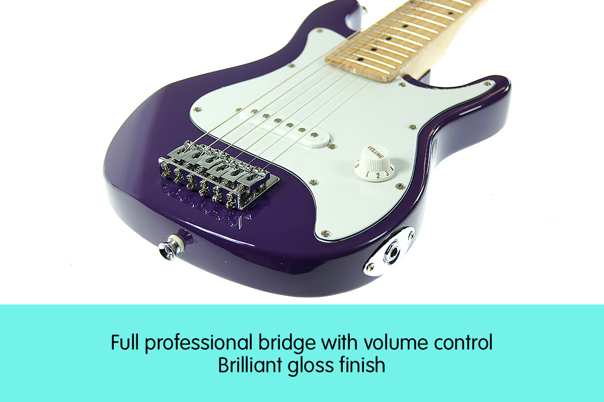 Karrera Electric Children's Guitar in Purple, showcasing its vibrant color and high-quality craftsmanship.