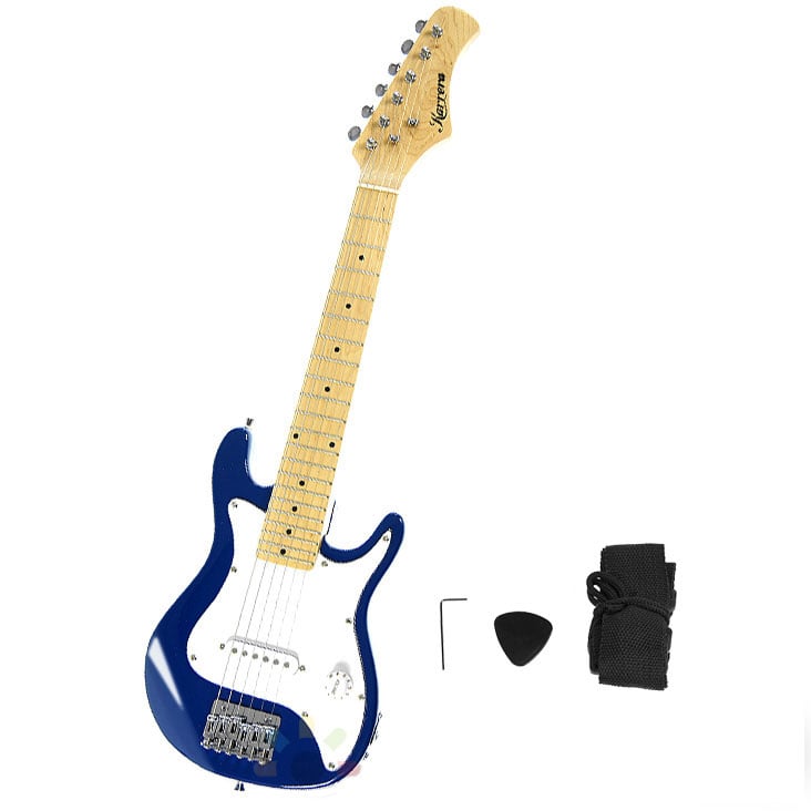 Karrera Electric Children's Guitar in Blue, featuring a glossy finish and professional components, perfect for young musicians.