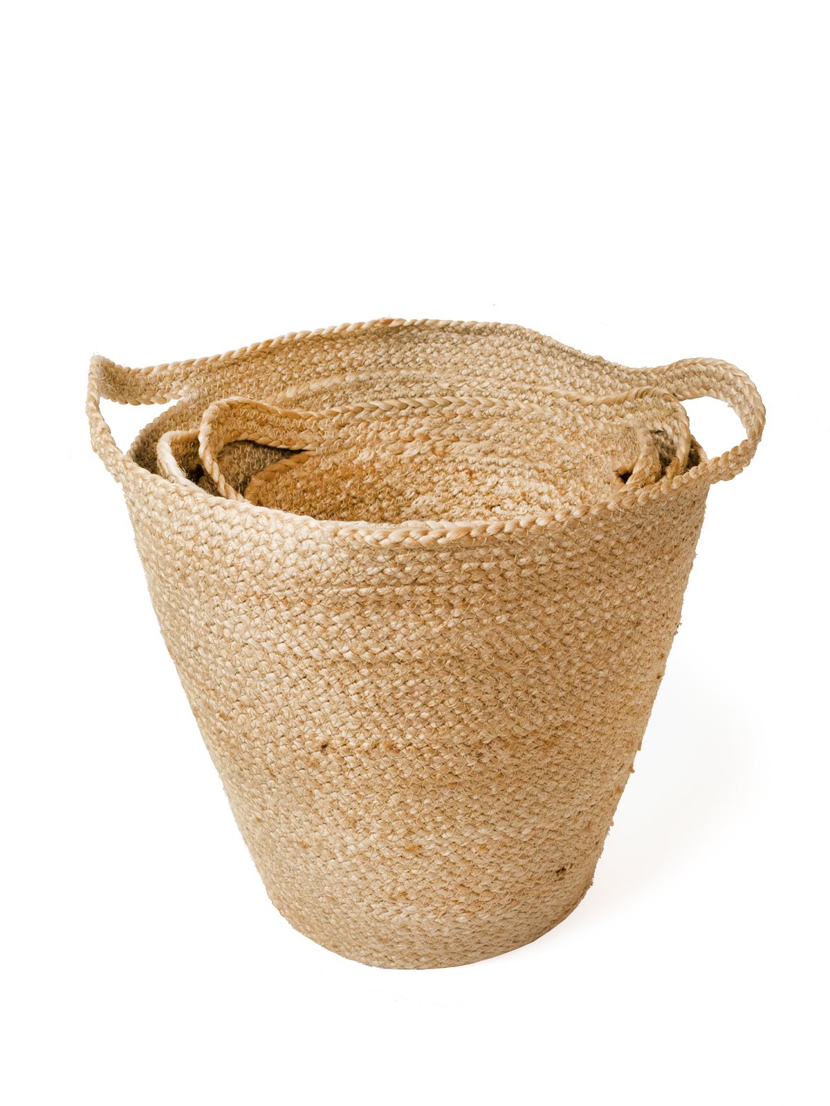 Kata Basket with Slit Handle, handwoven from natural jute, showcasing its unique design and functionality.