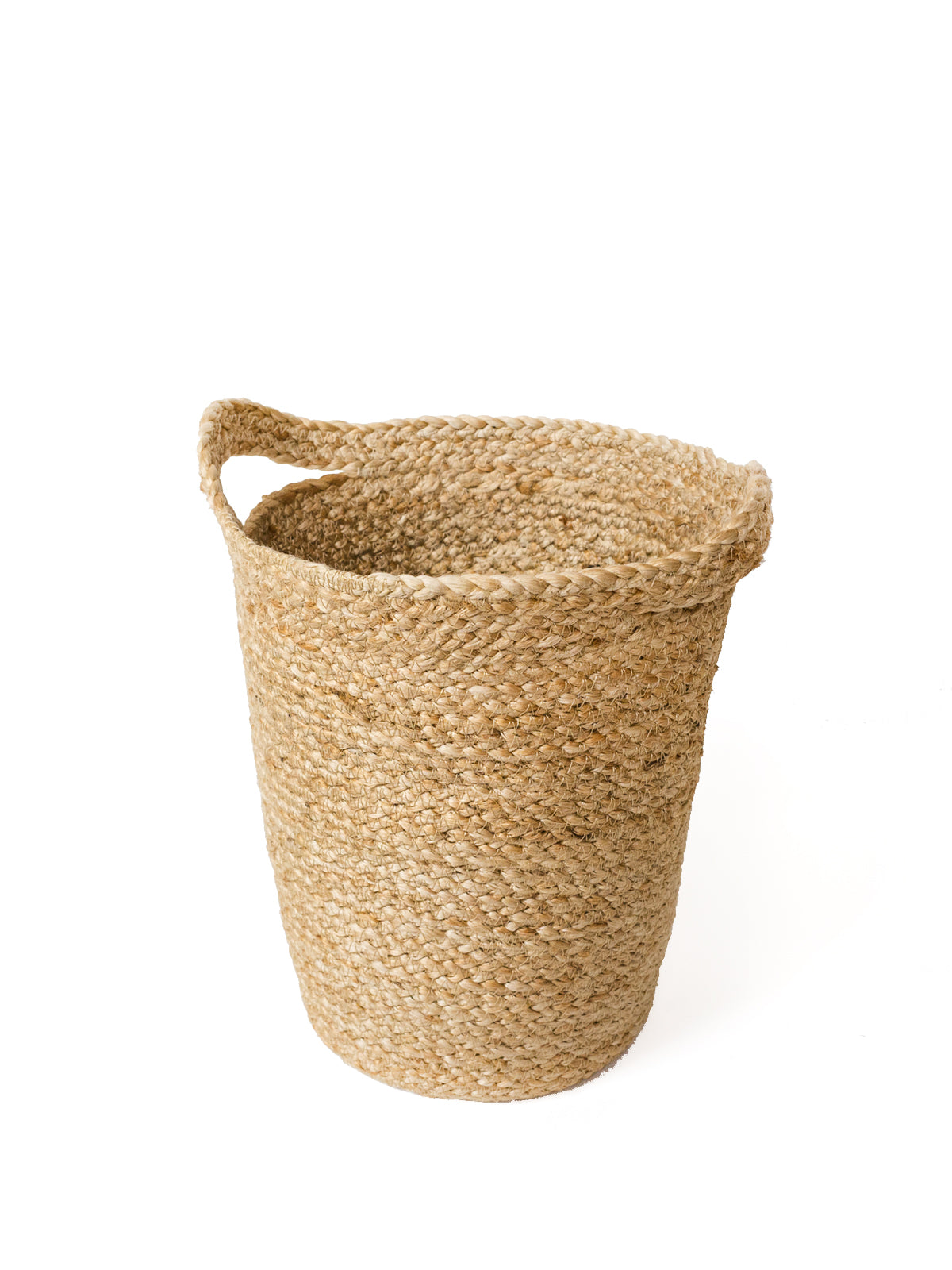 Kata Basket with Slit Handle, handwoven from natural jute, showcasing its unique design and functionality.