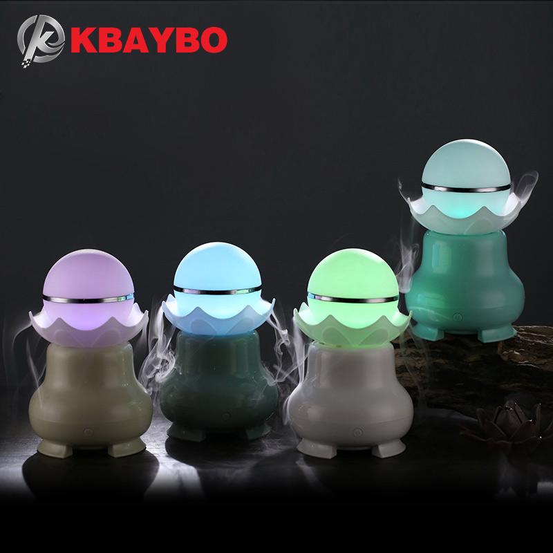 KBAYBO 95ml USB Night-luminescent Pearl Aromatherapy humidifier in green, showcasing its sleek design and mist output.