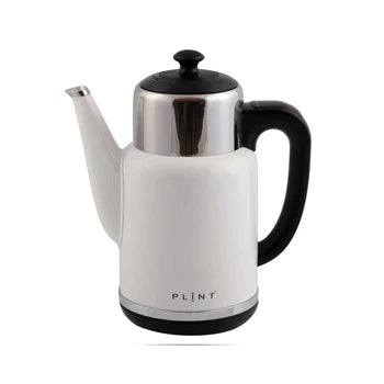 A sleek double-walled electric kettle with a 360° base, featuring a stainless steel body and a hidden heating element for hygiene.