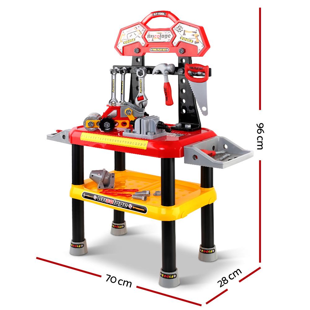 Keezi Kids Workbench Play Set in red, featuring realistic tools and accessories for imaginative play.