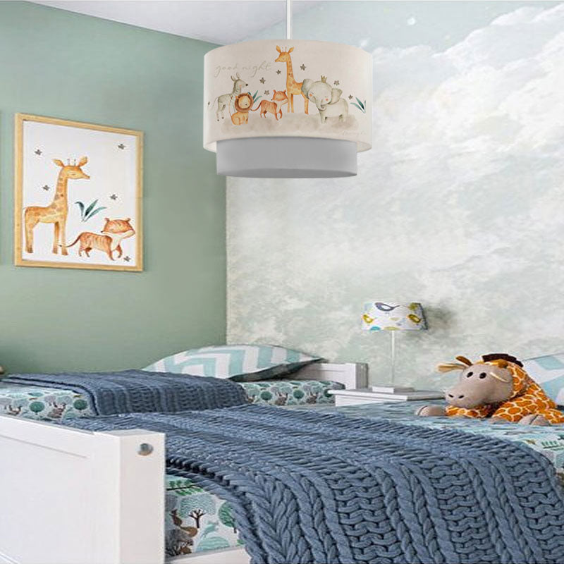 Kids Ceiling Lamp GIRAFA featuring colorful animal designs and butterflies, perfect for children's rooms.