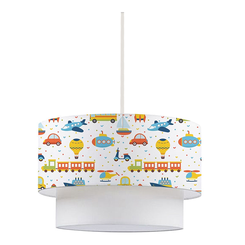 WONDERLAND Kids Ceiling Lamp featuring colorful cars and trains, perfect for children's rooms.