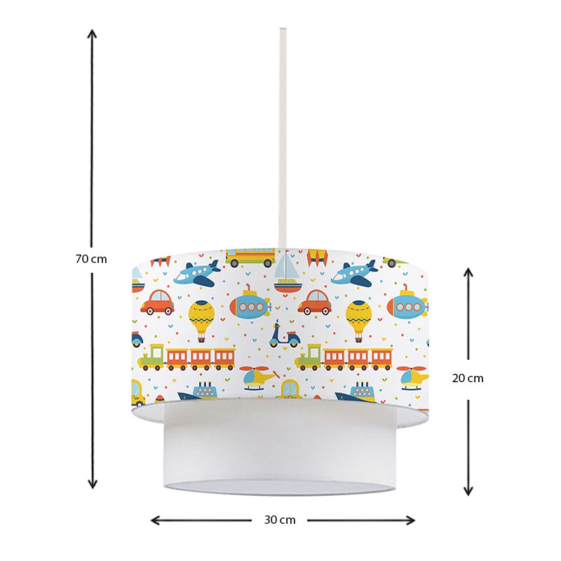 WONDERLAND Kids Ceiling Lamp featuring colorful cars and trains, perfect for children's rooms.