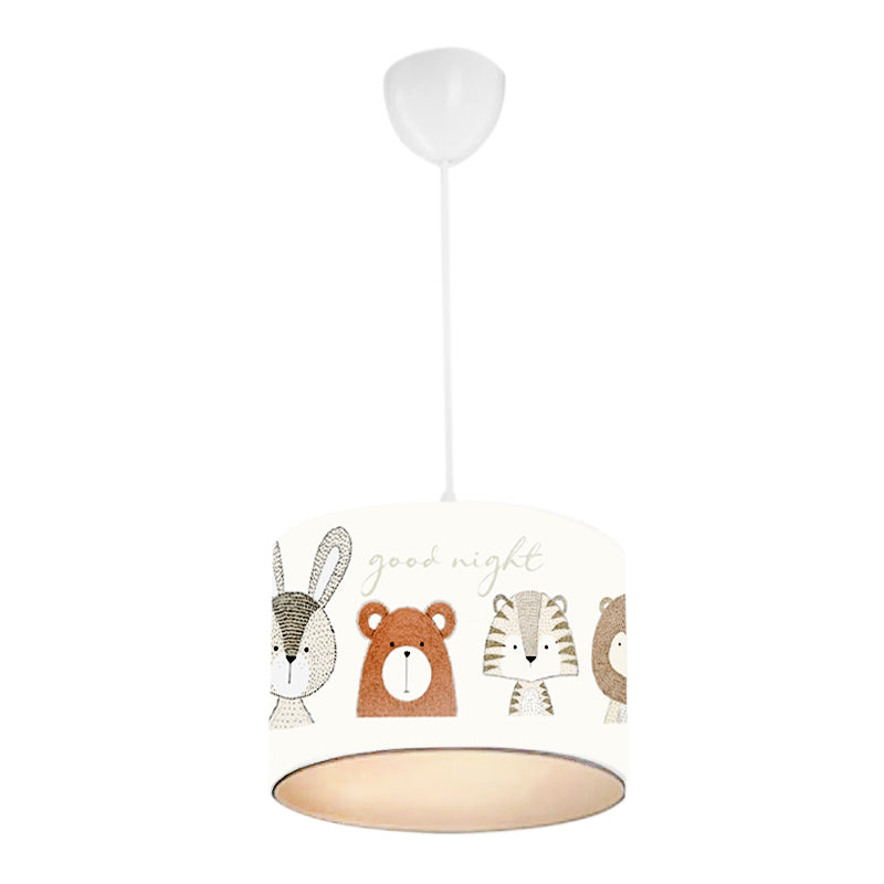 ZOO Kids Ceiling Lamp featuring cute animal designs in multicolored fabric, perfect for children's rooms.