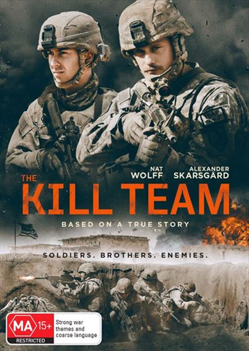 Cover of Kill Team DVD featuring soldiers in combat gear, highlighting themes of brotherhood and moral dilemmas.