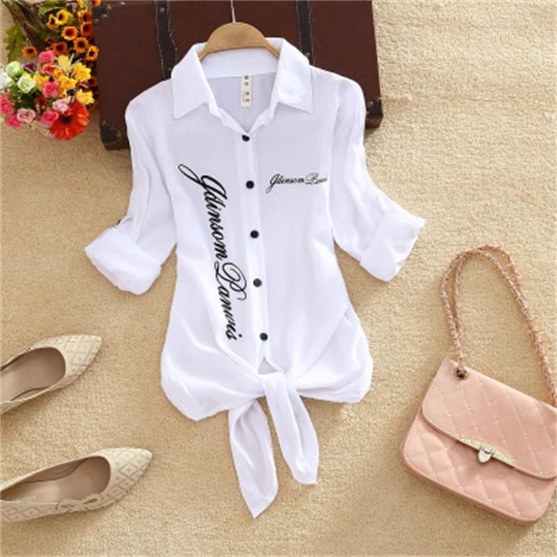 A stylish Kimono Cardigan White Blouse Shirt for women featuring a turn-down collar and lantern sleeves, perfect for casual wear.