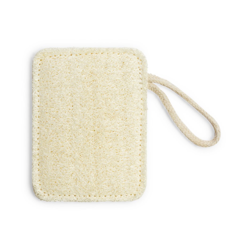 Set of 3 eco-friendly kitchen loofah sponges made from luffa plant, showcasing their natural texture and compostable design.