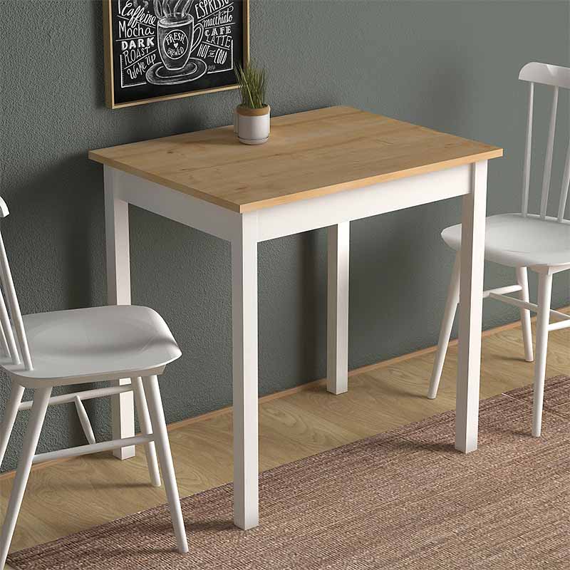 NOVA Oak Kitchen Table in white with melamine surface and metal legs, suitable for indoor and outdoor use.