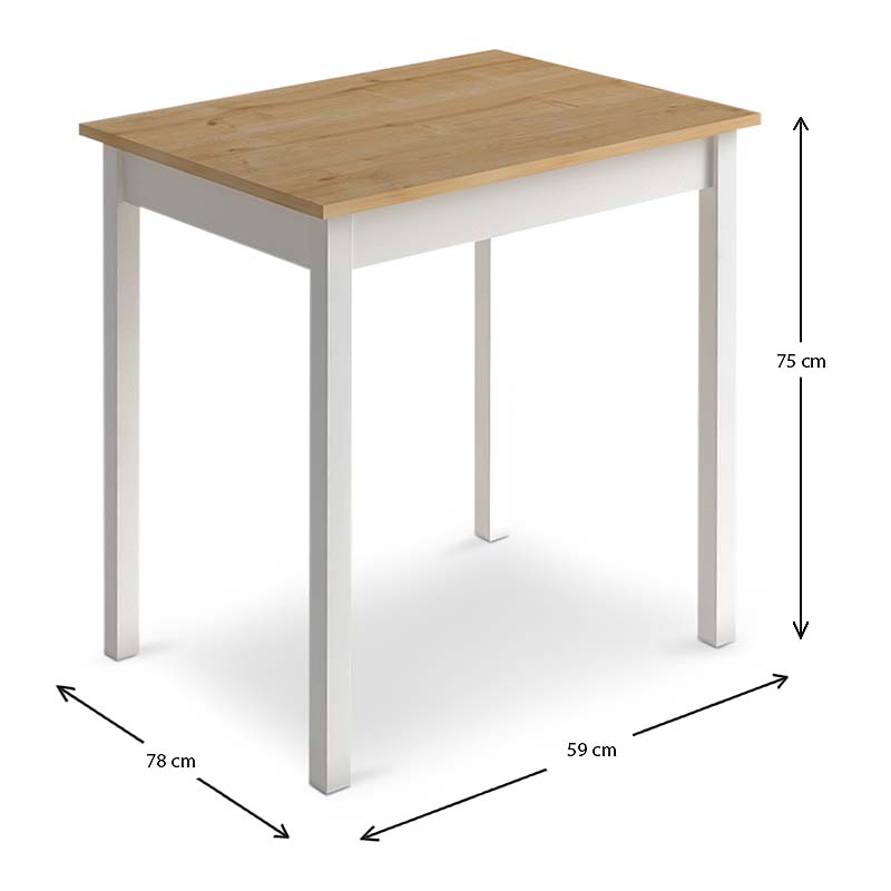 NOVA Oak Kitchen Table in white with melamine surface and metal legs, suitable for indoor and outdoor use.