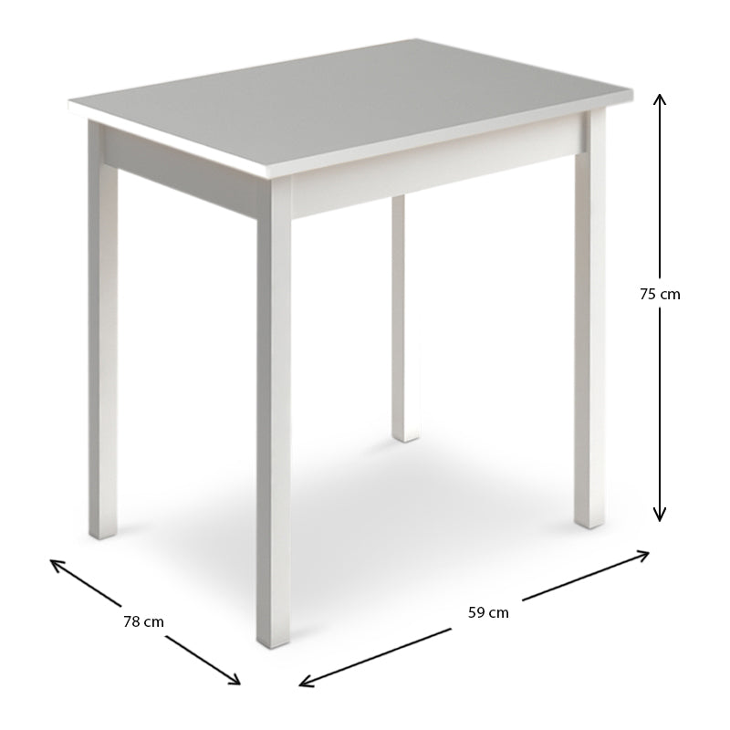 NOVA White Kitchen Table featuring a sleek melamine surface and sturdy metal legs, perfect for indoor and outdoor use.