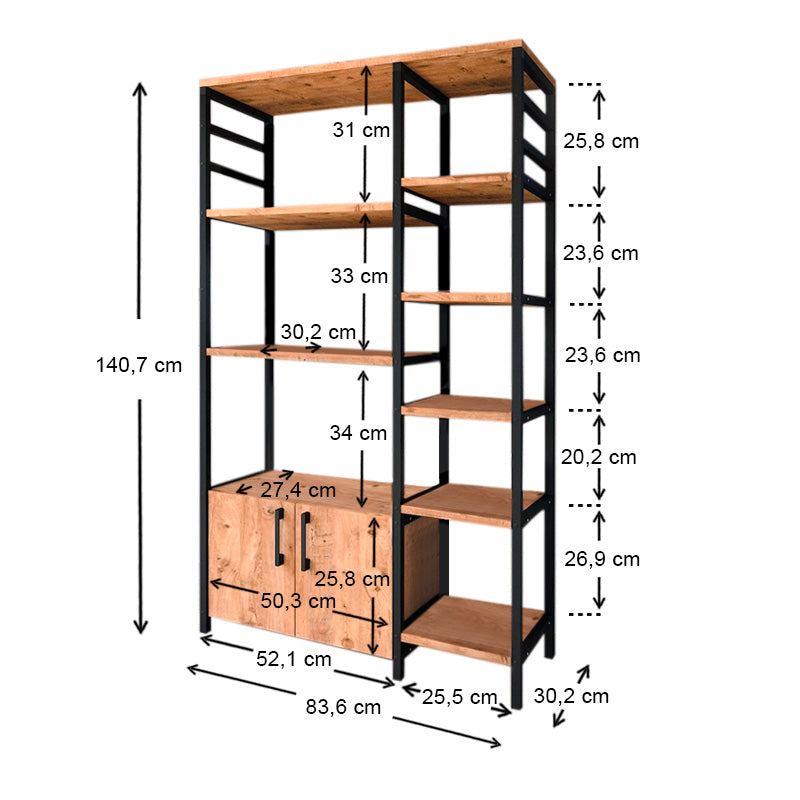 CARRINA Kitchen/Entryway Furniture in black and pine oak, showcasing its modern design and multi-purpose functionality.