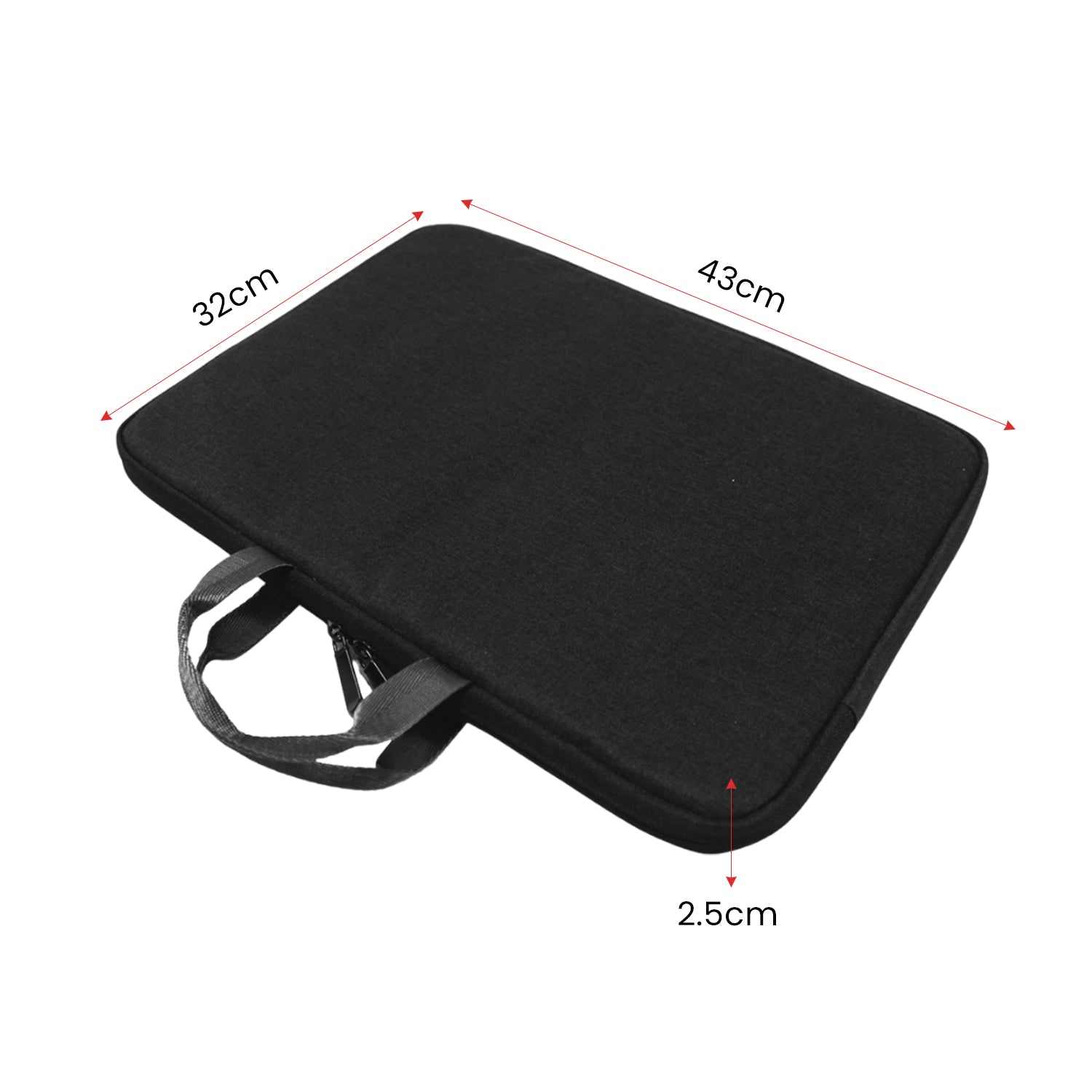 Klika 15.6” Water-Resistant Laptop Sleeve Bag in black, showcasing dual zippers and soft suede lining.