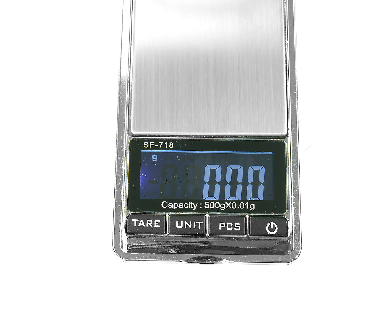 Klika Pocket Digital Electronic Kitchen Scale with stainless steel tray and LCD display, showcasing its compact design and features.