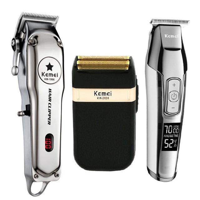 KM 5027 Kemei All Metal Professional Electric Hair Clipper with a sleek black design and stainless steel blade.