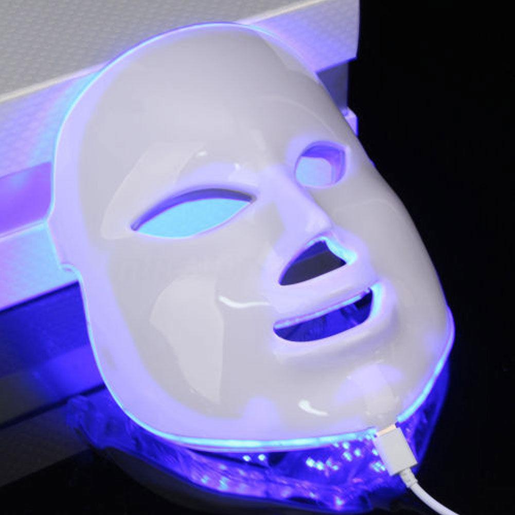 Korean 7 Colors LED Photodynamic Facial Mask designed for anti-acne skin care, featuring multiple LED lights for skin rejuvenation.