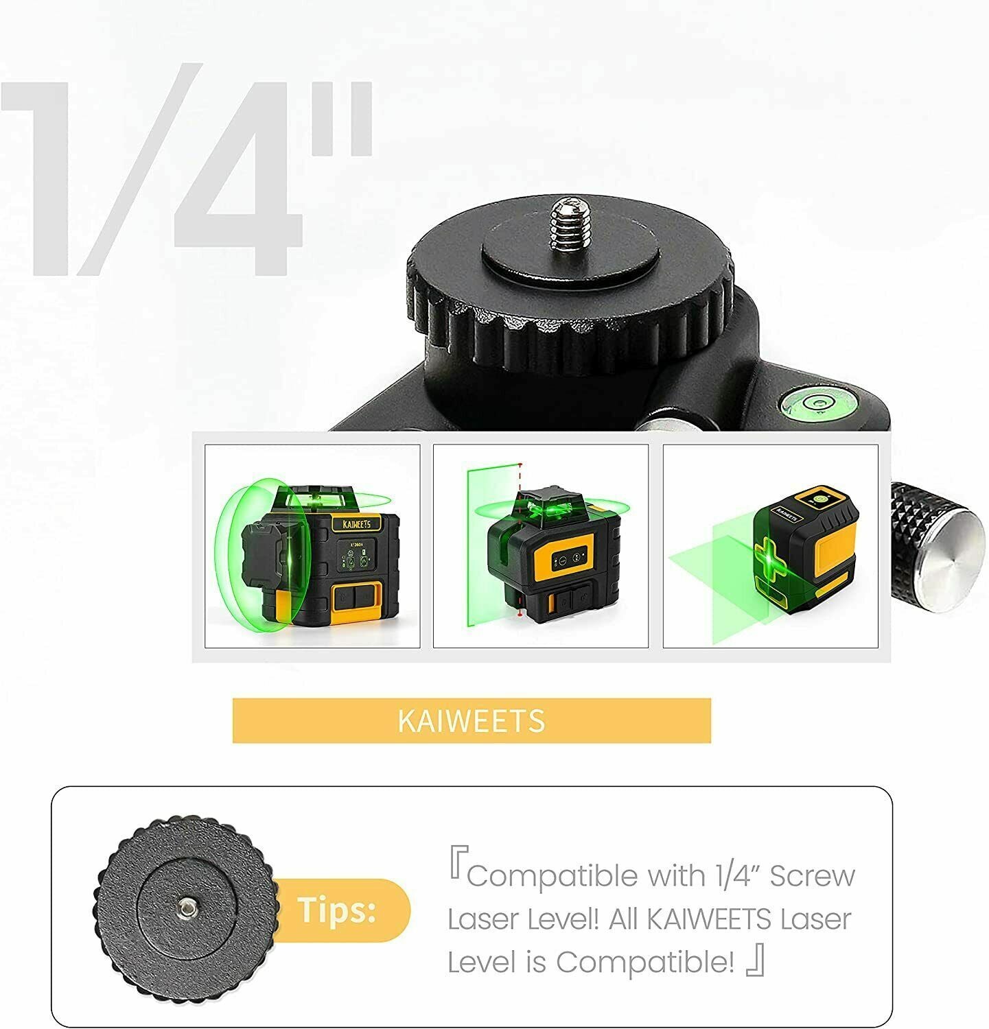 KT200P Laser Tripod with 360-degree rotating base, designed for precise laser level positioning.