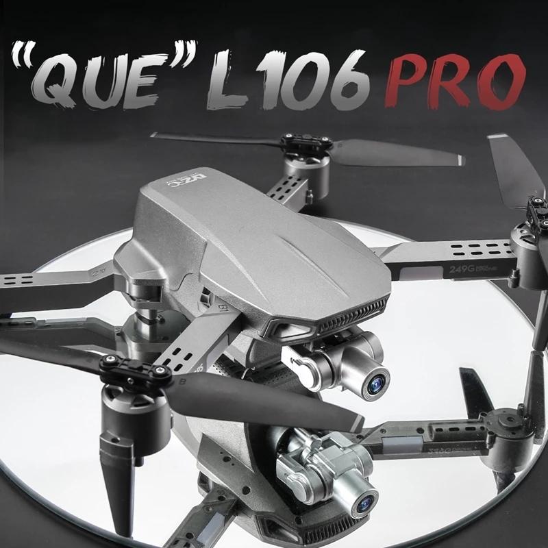 L106 PRO 4K Dual Camera Drone showcasing its sleek design and advanced camera features, perfect for aerial photography.