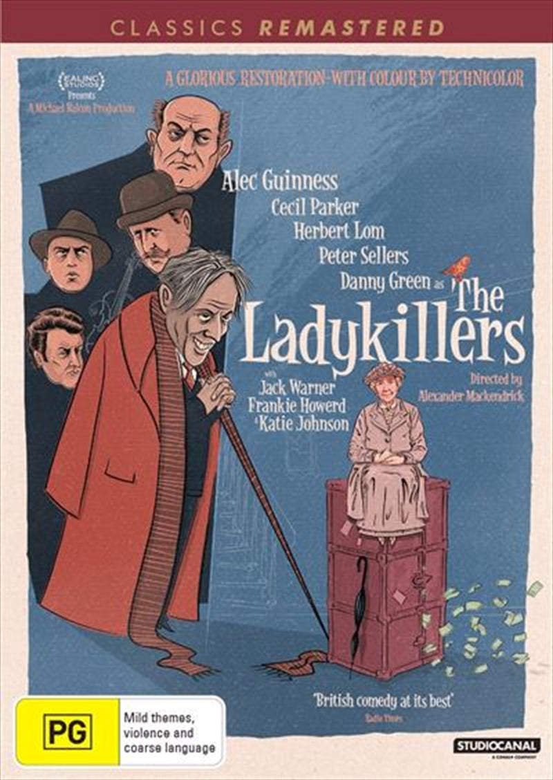 DVD cover of Ladykillers, featuring comedic characters and classic design.