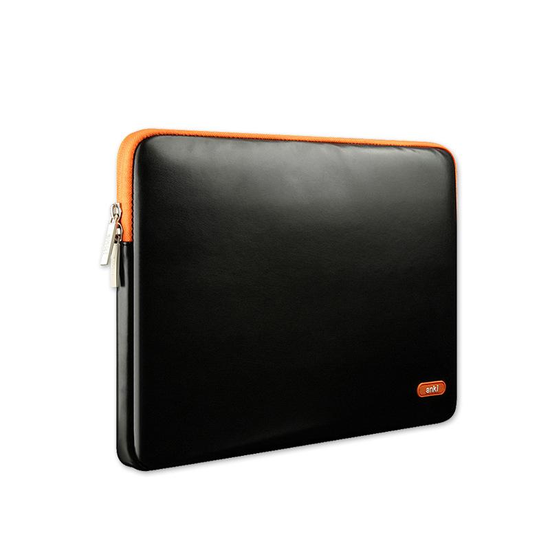 Stylish laptop sleeve for 11.6-12 inch MacBook Air and Pro, made of imitation leather with zipper closure.