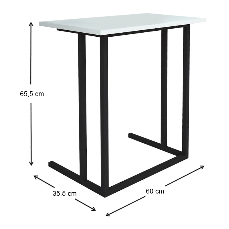 SPRINT Laptop Table in Black and White, featuring a sleek design with dimensions 60x35.5x65.5 cm, made from durable melamine and metal.