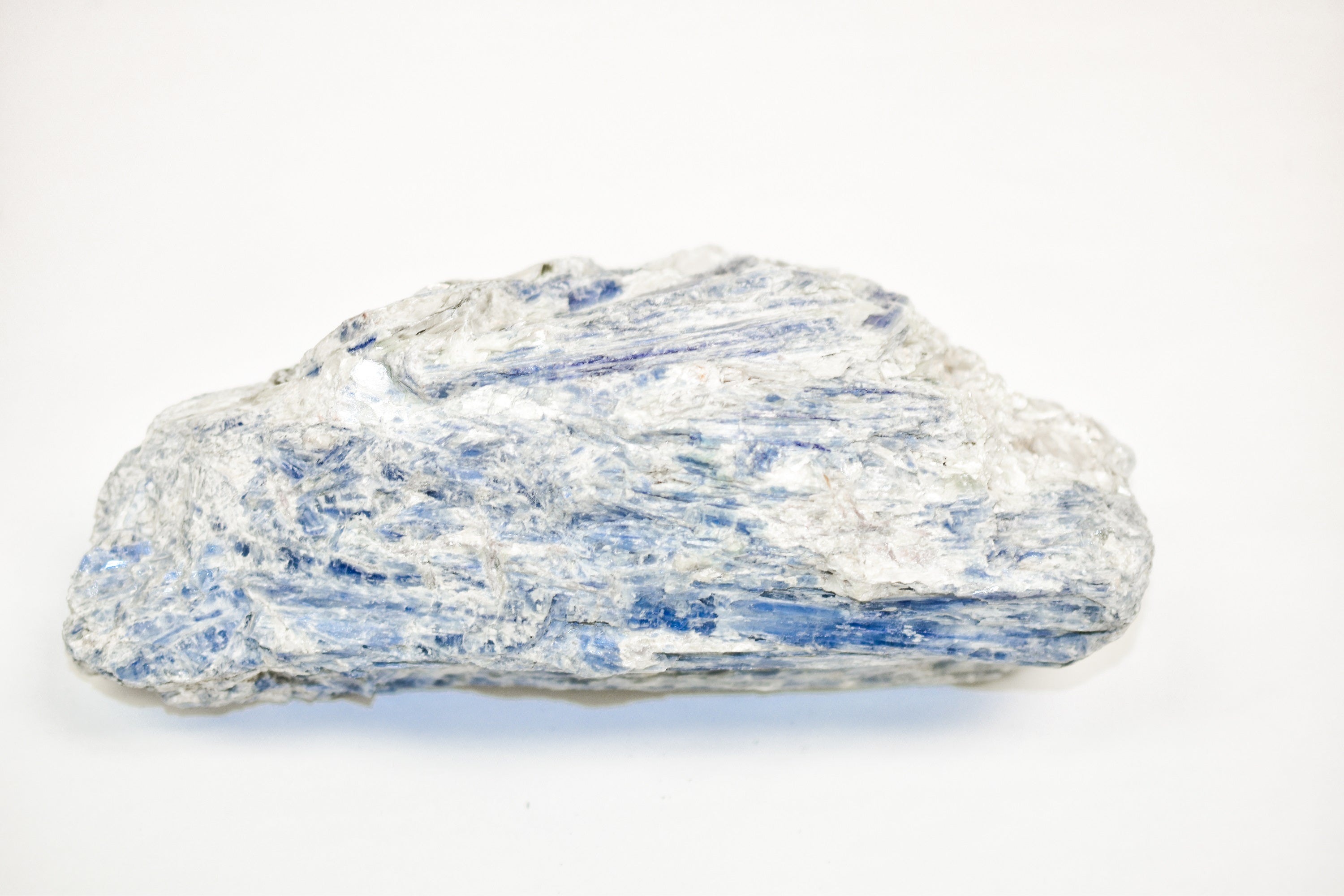 Large Blue Kyanite Display Piece, hand cut in Brazil, showcasing its sharp edges and beautiful light blue color.