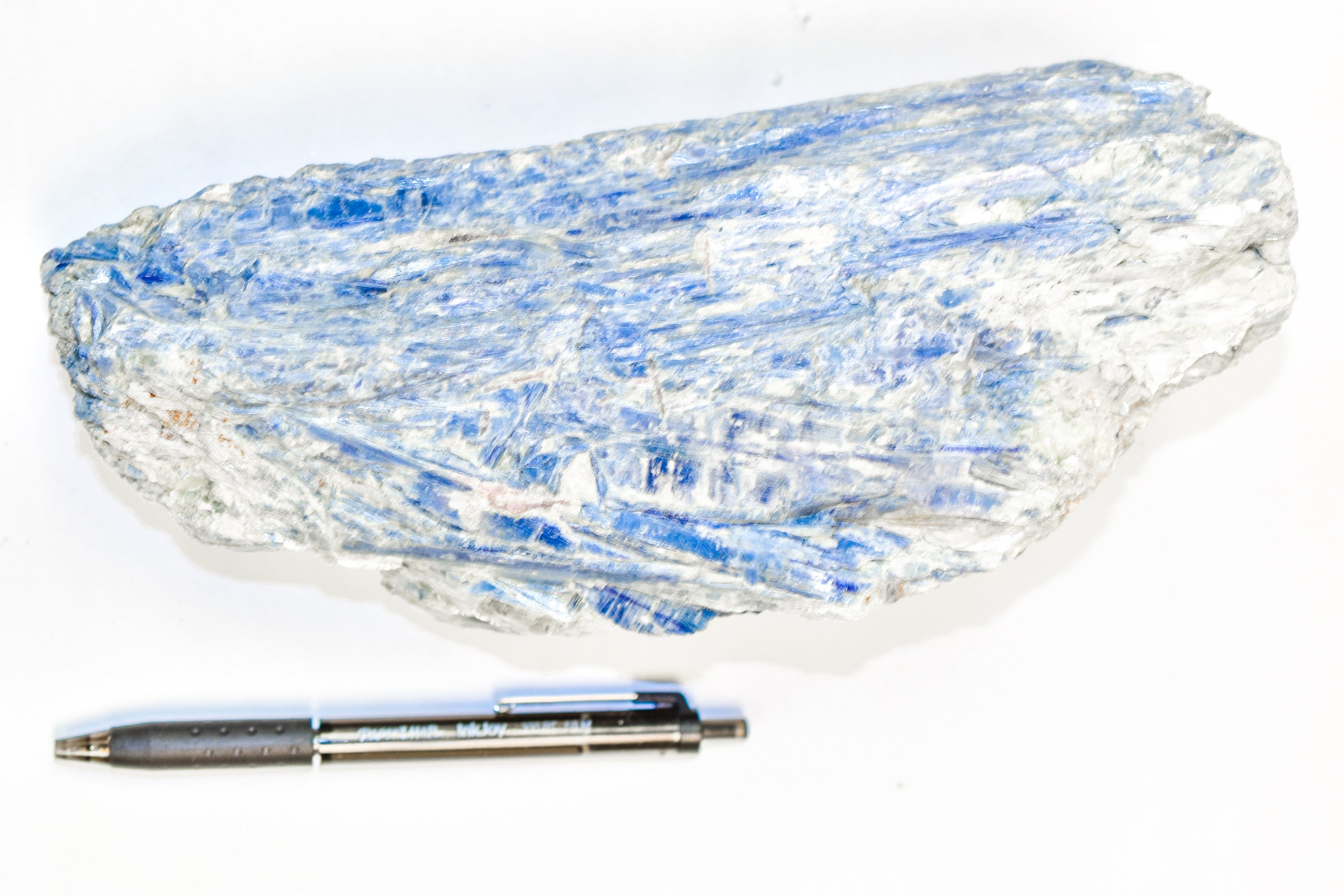 Large Blue Kyanite Display Piece, hand cut in Brazil, showcasing its sharp edges and beautiful light blue color.